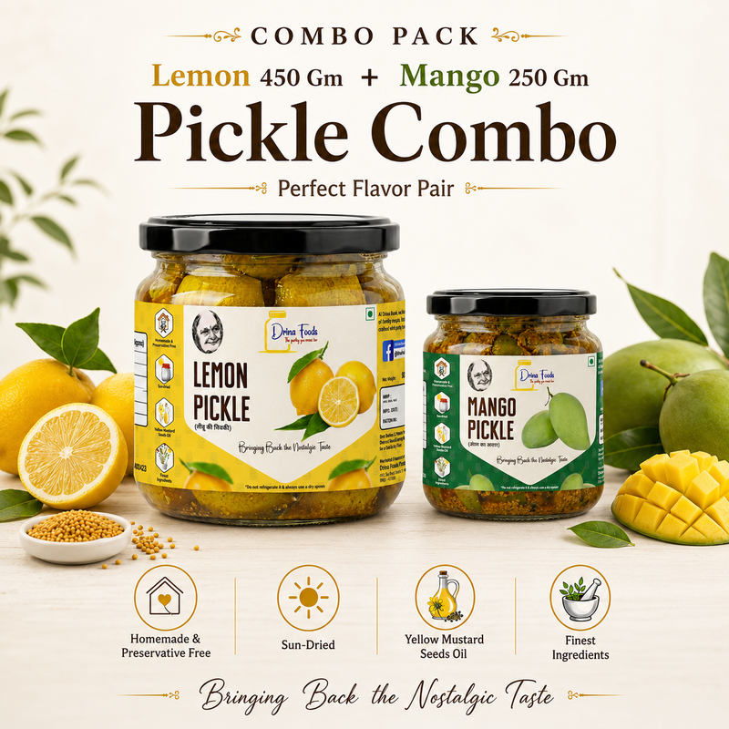 Lemon 450 Gm + Mango 250 Gm Pickle Combo